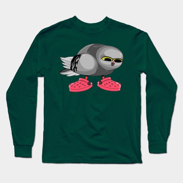 Pigeon in Crocs Long Sleeve T-Shirt by ProfessorBees